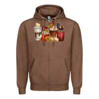 Chestnut coffee cups rooster Zipper Hoodie - texasbilliewilder