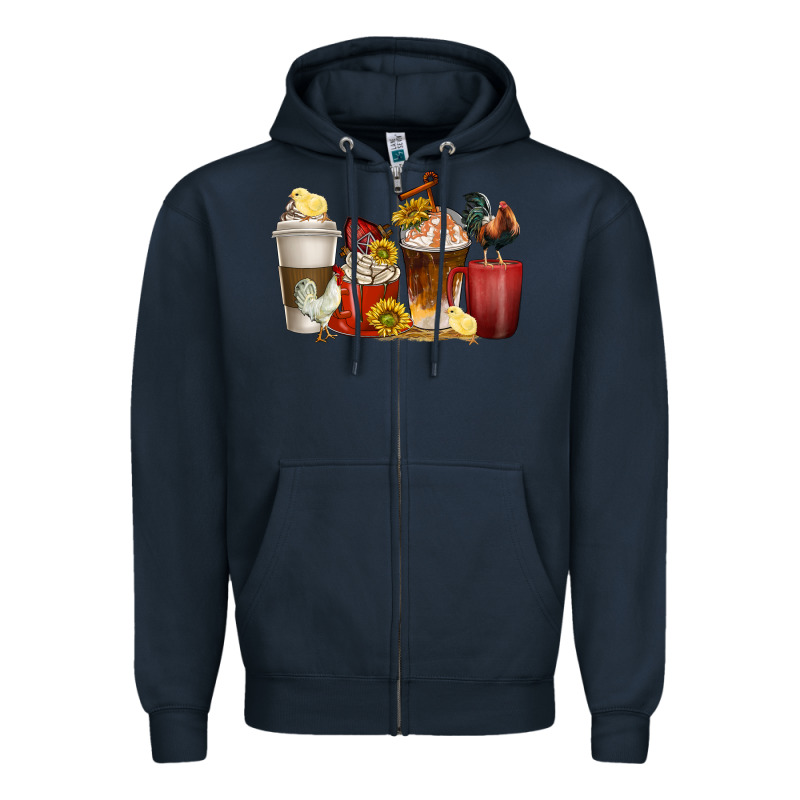 Coffee Cups Rooster Zipper Hoodie by texasbilliewilder | Teevron