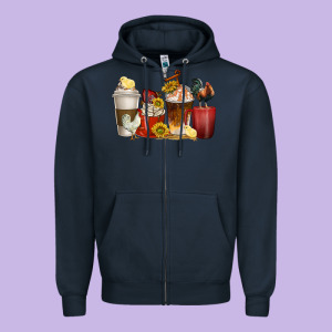 Coffee Cups Rooster Zipper Hoodie Designed By Texasbilliewilder