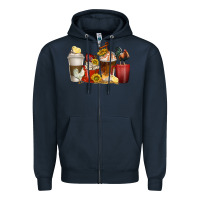 Navy coffee cups rooster Zipper Hoodie - texasbilliewilder