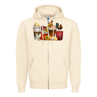 Sandshell coffee cups rooster Zipper Hoodie - texasbilliewilder