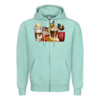 Seafoam coffee cups rooster Zipper Hoodie - texasbilliewilder