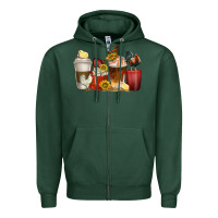 Sports Green coffee cups rooster Zipper Hoodie - texasbilliewilder