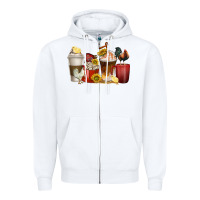 White coffee cups rooster Zipper Hoodie - texasbilliewilder
