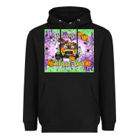 Black Halloween School Bus Heavyweight Hoodie - texasbilliewilder
