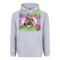 Heather Grey Halloween School Bus Heavyweight Hoodie - texasbilliewilder