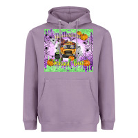 Lavender Halloween School Bus Heavyweight Hoodie - texasbilliewilder