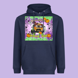 Halloween School Bus Heavyweight Hoodie Designed By Texasbilliewilder
