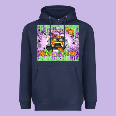Halloween School Bus Heavyweight Hoodie Designed By Texasbilliewilder