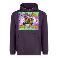 Plum Halloween School Bus Heavyweight Hoodie - texasbilliewilder