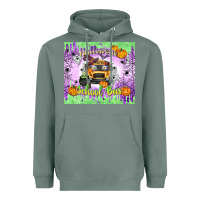 Sage Halloween School Bus Heavyweight Hoodie - texasbilliewilder