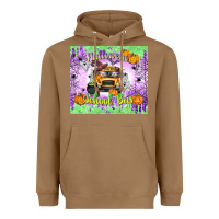 Toasted Coconut Halloween School Bus Heavyweight Hoodie - texasbilliewilder