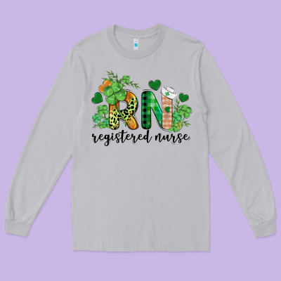 St. Patricks Day Registered Nurse Rn Long Sleeve Tee Designed By Barkaloodesign