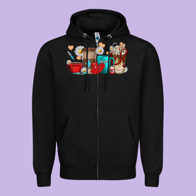 Zipper Hoodie Nurse coffee cups