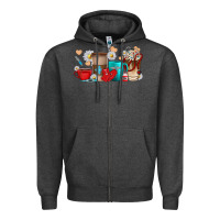 Charcoal Heather Nurse coffee cups Zipper Hoodie - texasbilliewilder