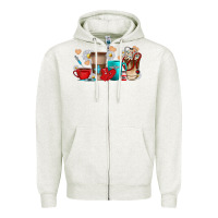 Oatmeal Heather Nurse coffee cups Zipper Hoodie - texasbilliewilder