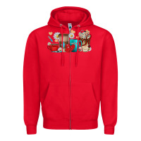 Red Nurse coffee cups Zipper Hoodie - texasbilliewilder