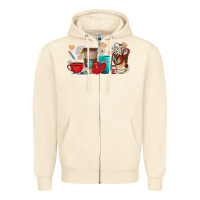 Sandshell Nurse coffee cups Zipper Hoodie - texasbilliewilder