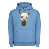Pigment Pebble Blue Alpaca Head Urban Hoodie - LillyAllenDesigns