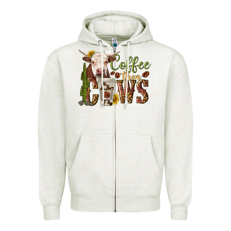 Coffee Then Cows Zipper Hoodie by texasbilliewilder | Teevron