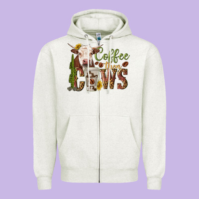 Zipper Hoodie coffee then cows
