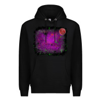 Black halloween backround moon Premium Hoodie - RanaPortraitStore