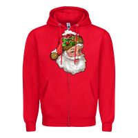 Red Santa Claus With Snow Zipper Hoodie - RanaPortraitStore