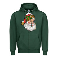 Sports Green Santa Claus With Snow Zipper Hoodie - RanaPortraitStore