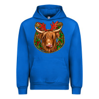 Cobalt christmas highland cow mistletoe Christmas Urban Hoodie - Jasminsmagicworld