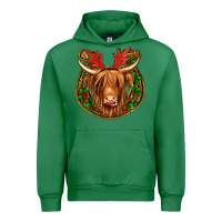 Emerald christmas highland cow mistletoe Christmas Urban Hoodie - Jasminsmagicworld