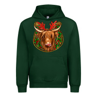 Forest Green christmas highland cow mistletoe Christmas Urban Hoodie - Jasminsmagicworld