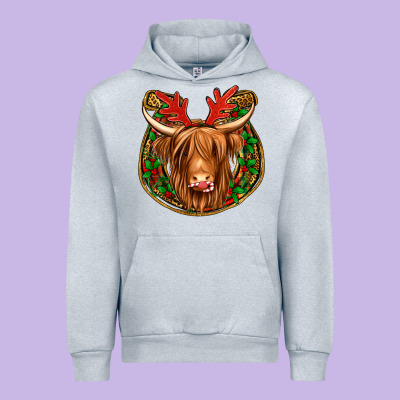 Christmas Highland Cow Mistletoe Christmas Urban Hoodie Designed By Jasminsmagicworld