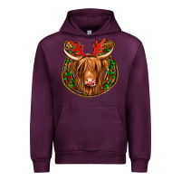 Mauve Wine christmas highland cow mistletoe Christmas Urban Hoodie - Jasminsmagicworld