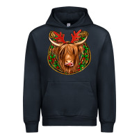 Navy christmas highland cow mistletoe Christmas Urban Hoodie - Jasminsmagicworld