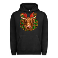 Pigment Black christmas highland cow mistletoe Christmas Urban Hoodie - Jasminsmagicworld