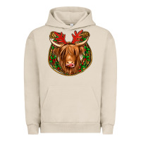 Pigment French Oak christmas highland cow mistletoe Christmas Urban Hoodie - Jasminsmagicworld