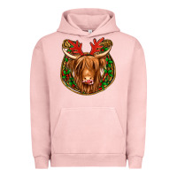 Pigment Salmon christmas highland cow mistletoe Christmas Urban Hoodie - Jasminsmagicworld