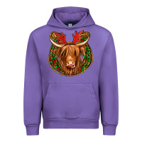 Tulip christmas highland cow mistletoe Christmas Urban Hoodie - Jasminsmagicworld
