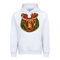 White christmas highland cow mistletoe Christmas Urban Hoodie - Jasminsmagicworld