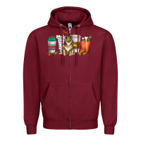 Burgundy collie dog coffee cups Zipper Hoodie - texasbilliewilder