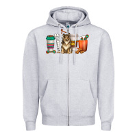 Heather Grey collie dog coffee cups Zipper Hoodie - texasbilliewilder