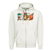 Oatmeal Heather collie dog coffee cups Zipper Hoodie - texasbilliewilder