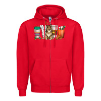 Red collie dog coffee cups Zipper Hoodie - texasbilliewilder