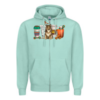 Seafoam collie dog coffee cups Zipper Hoodie - texasbilliewilder