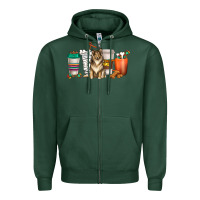 Sports Green collie dog coffee cups Zipper Hoodie - texasbilliewilder