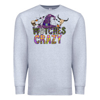 Heather Grey Witches Be Crazy Premium Sweatshirt - CowhideDigitalArt