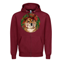 Burgundy Shiba Inu Christmas Zipper Hoodie - RanaPortraitStore