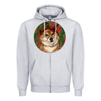 Heather Grey Shiba Inu Christmas Zipper Hoodie - RanaPortraitStore