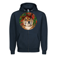 Navy Shiba Inu Christmas Zipper Hoodie - RanaPortraitStore