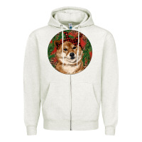 Oatmeal Heather Shiba Inu Christmas Zipper Hoodie - RanaPortraitStore